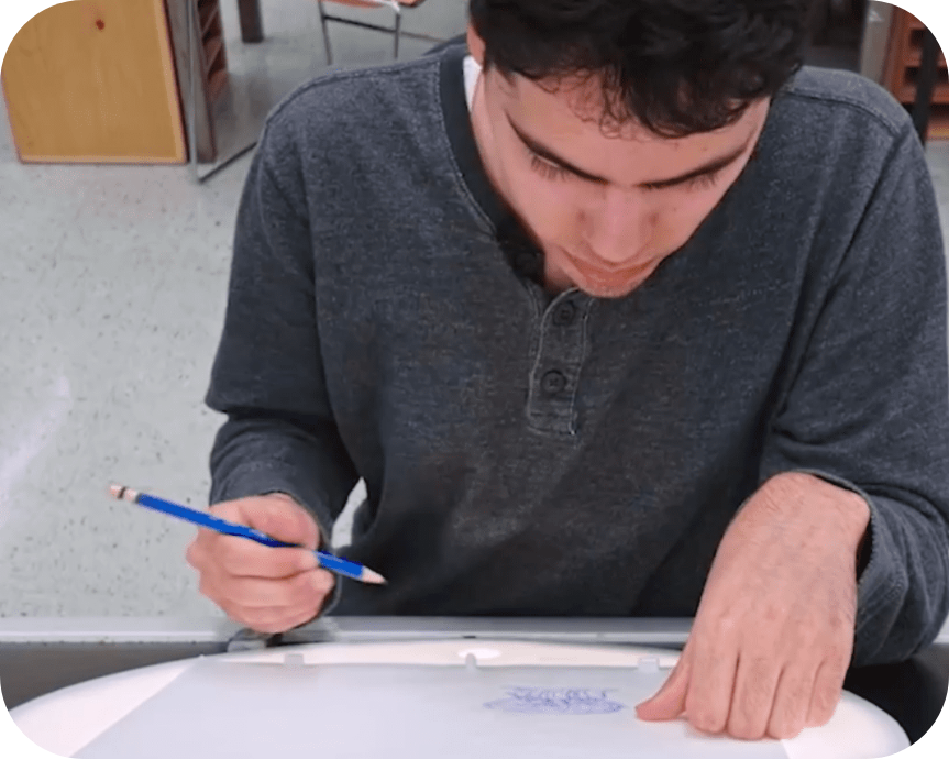 Jonathan at work on a drawing